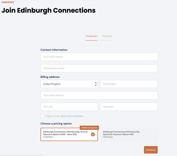Edinburgh Business Membership Checkout