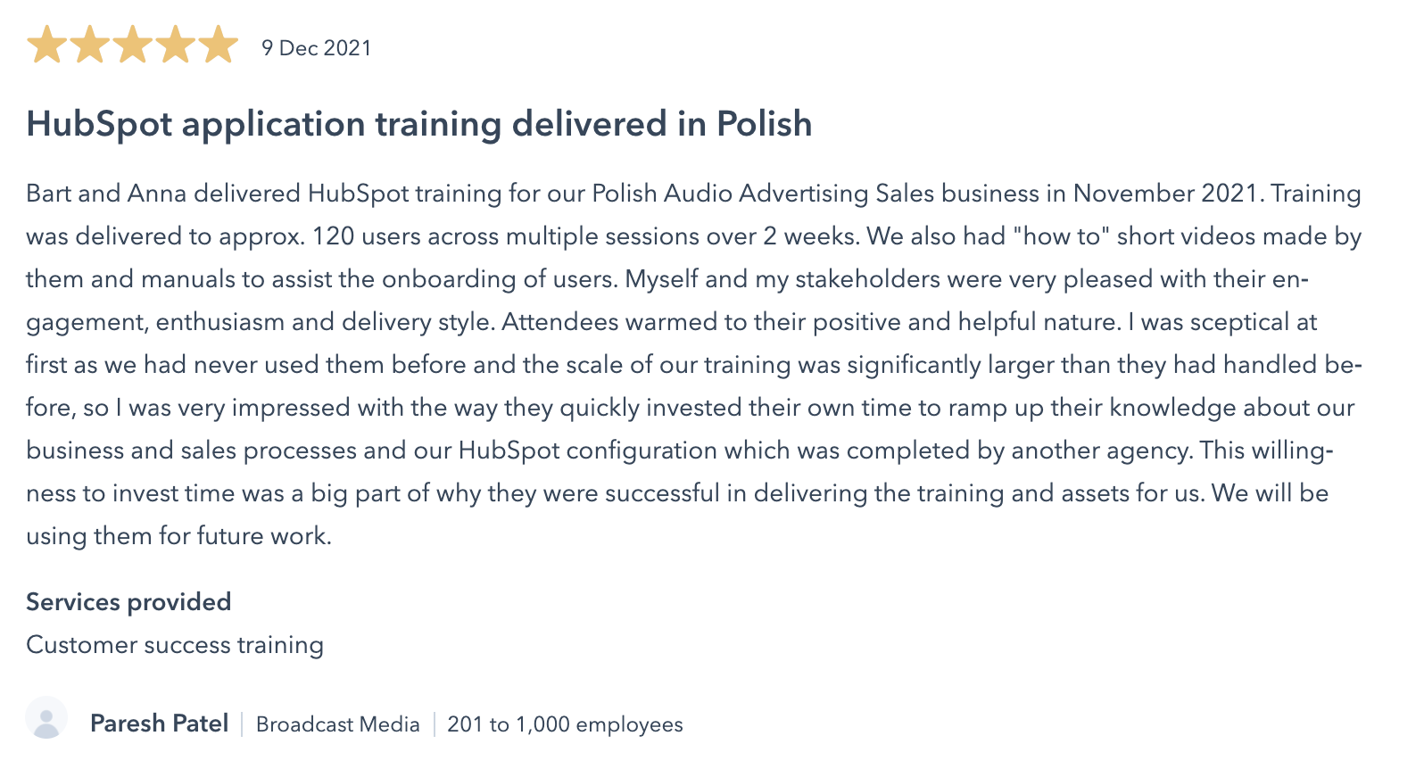 hubspot for rmf poland sales training case study