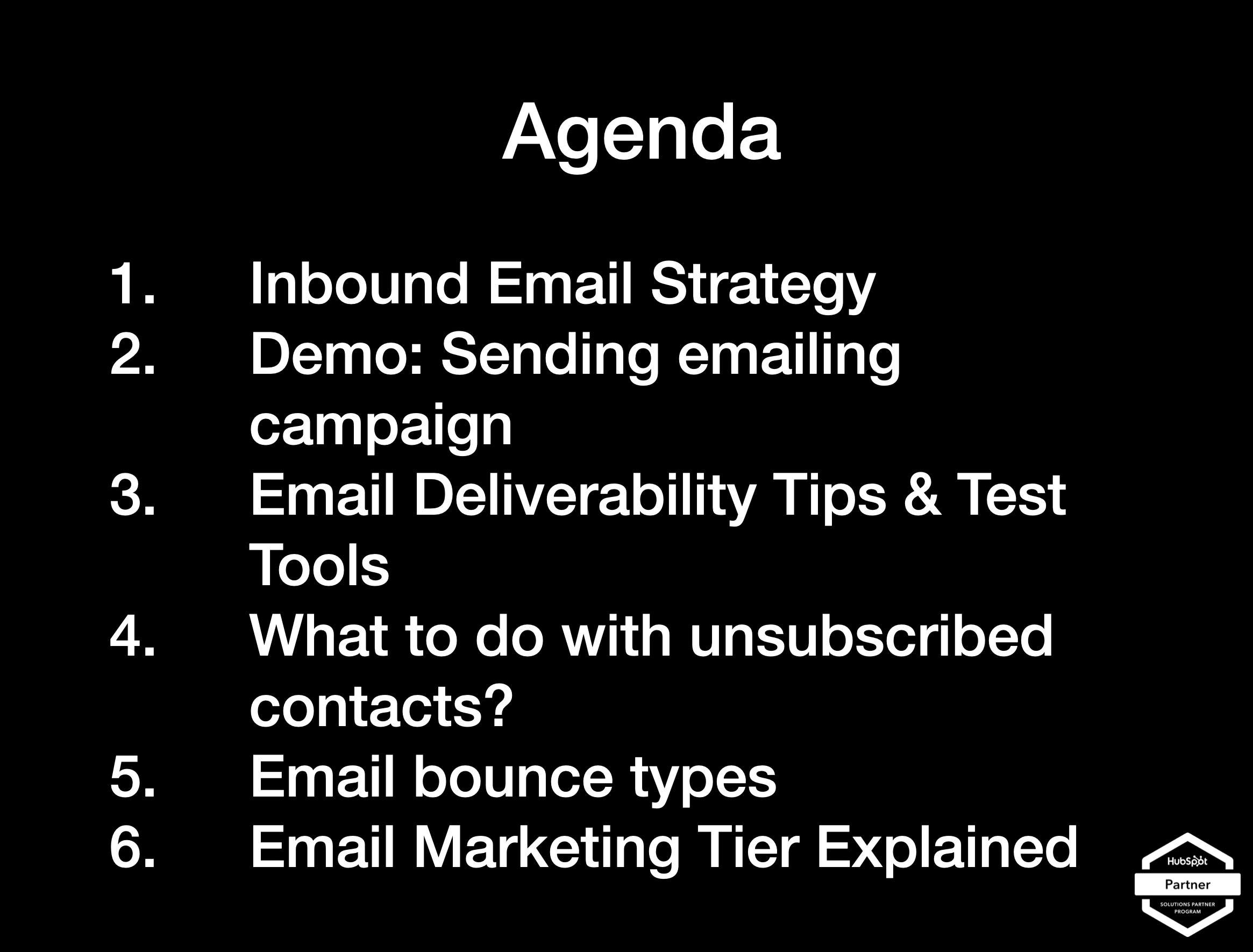 HubSpot Emailing Webinar Agenda